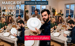 Icono Los platos en la mesa no se tocan y se sacan de su sitio Si quieres saber la marca de la vajilla, preguntas a los anfitriones
