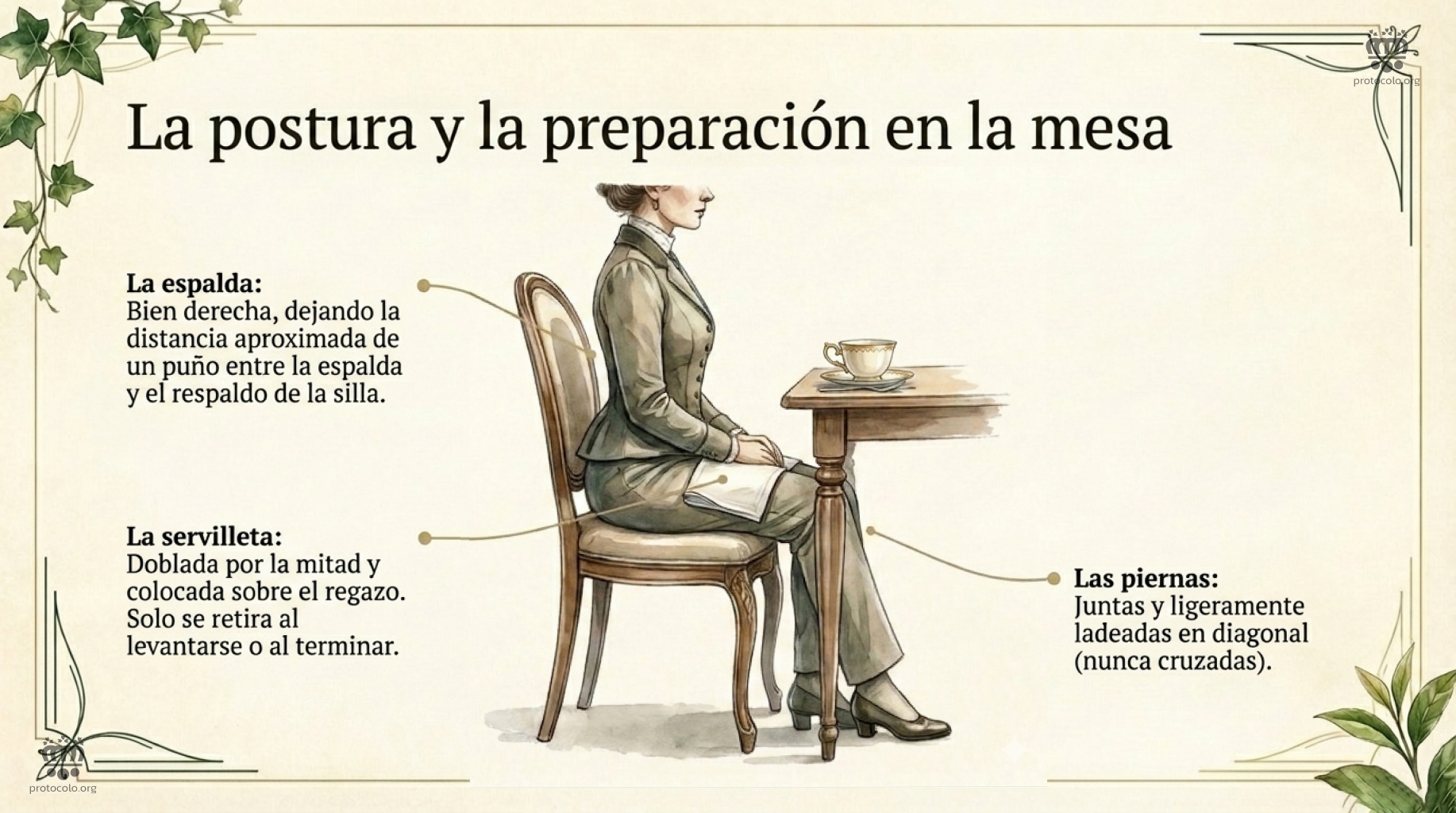 Una buena postura hará disfrutar mucho mejor de un buen té La postura para cualquier tipo de actividad en la mesa es muy importante
