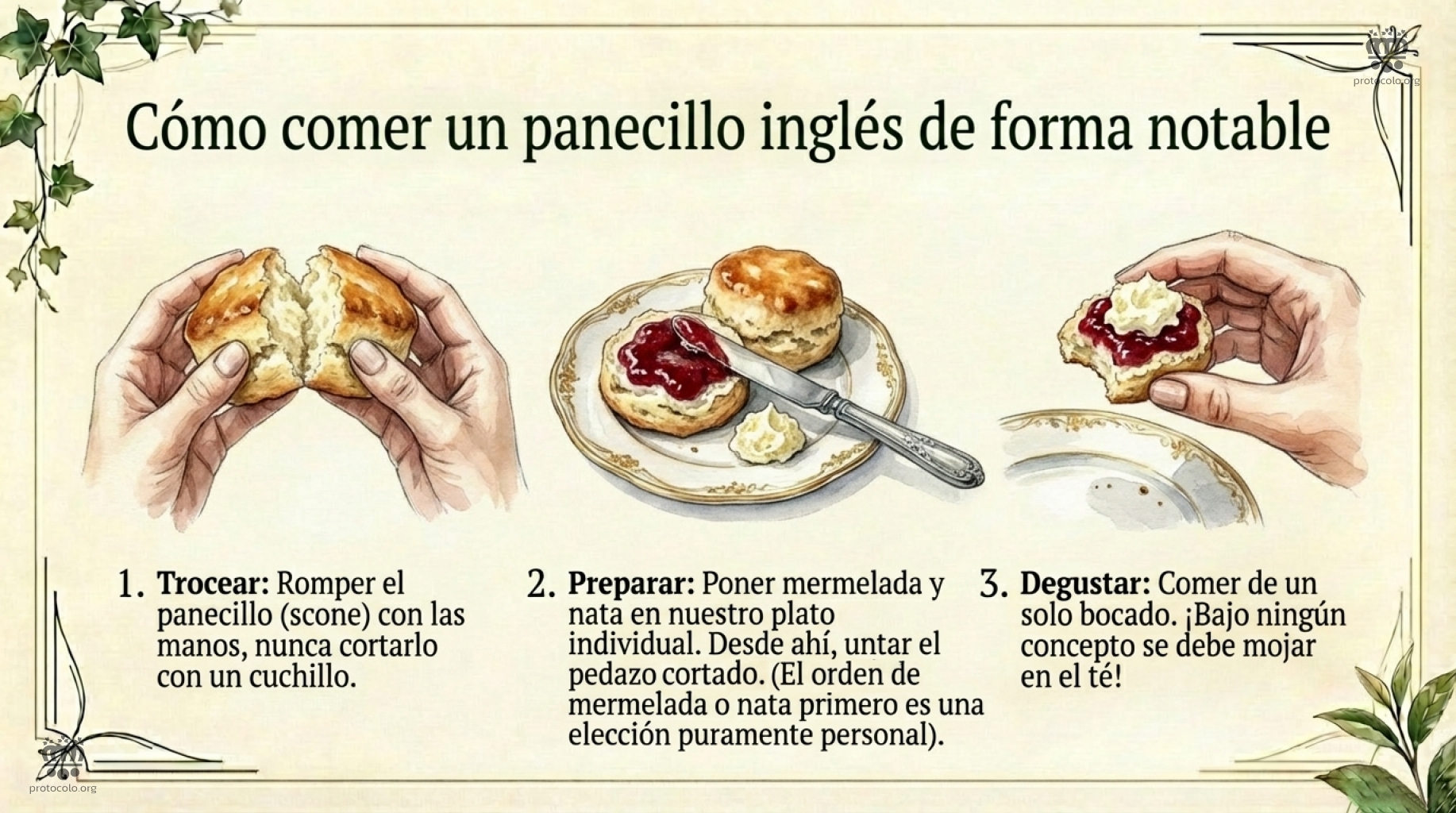 La forma correcta de comer un scone Los escones son unos panecillos que suelen acompañar al té inglés