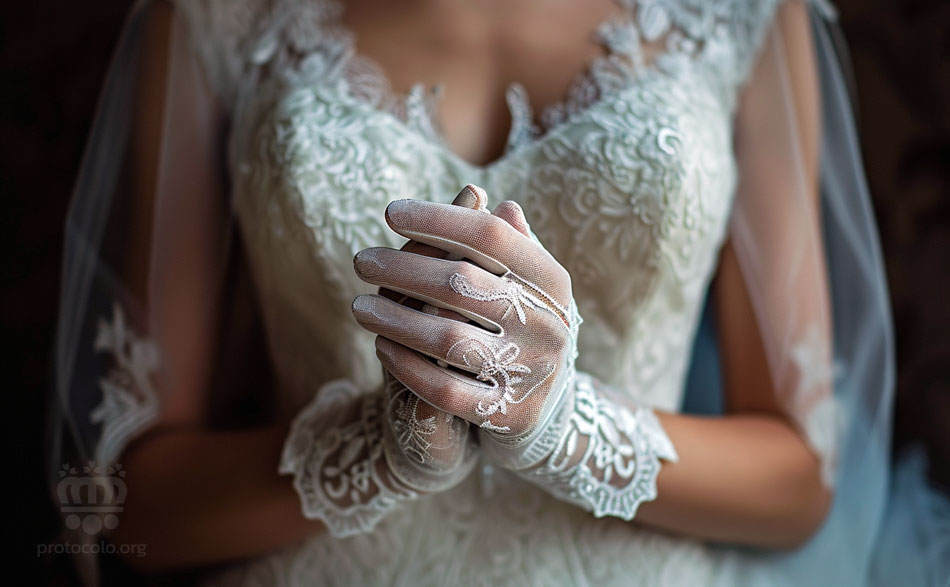 Los guantes de novia se deben quitar durante la ceremonia, o al menos, en el momento de poner los anillos