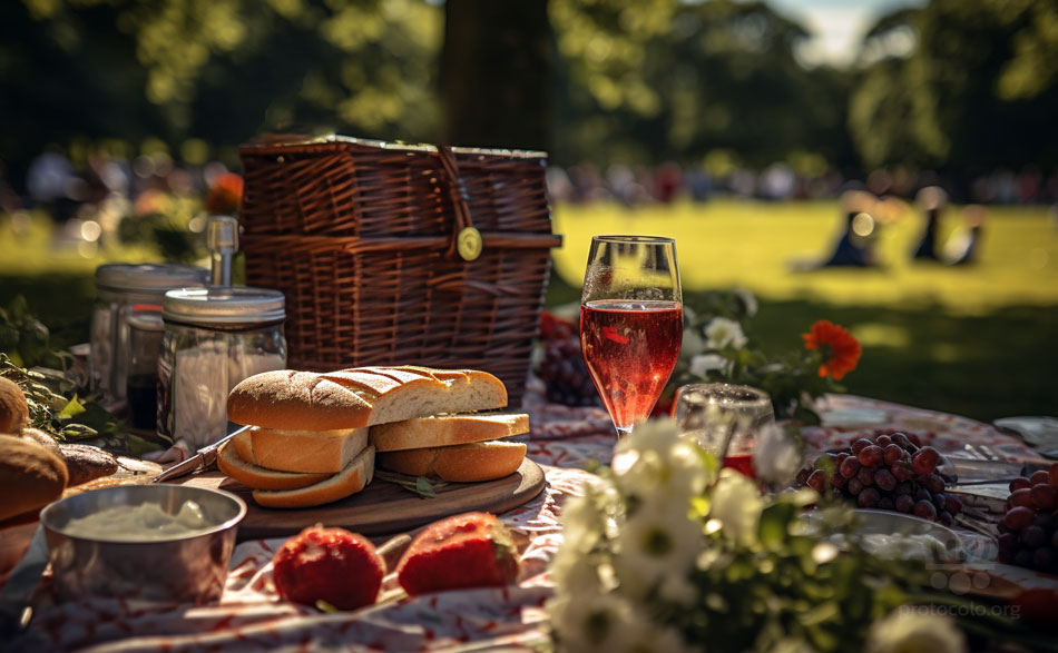 Un pícnic clásico incluye todo tipo de platos, cubiertos, vasos y elementos que se suelen poner en una mesa