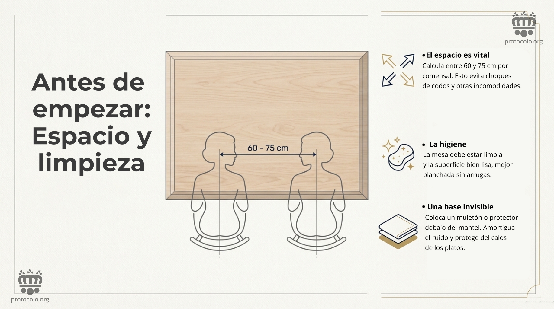 El mantel y toda la mesa debe lucir bien limpio y ordenado