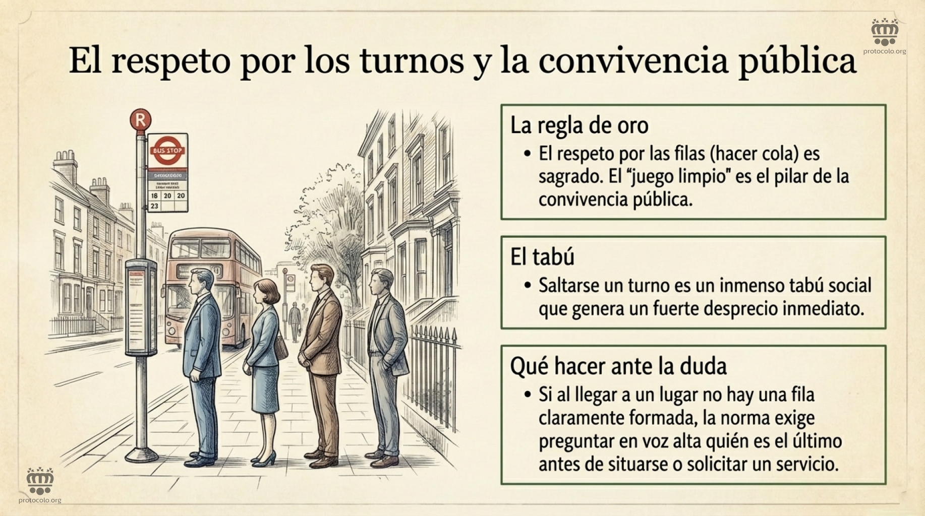 El respeto por los demás y por las normas de convivencia. Respetar los turnos, las colas y la cortesía en la convivencia