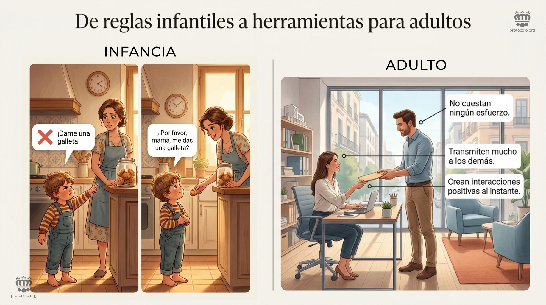 De reglas infantiles a herramientas para adultos. Cambiar una petición directa añadiendo un por favor, cambia totalmente el concepto
