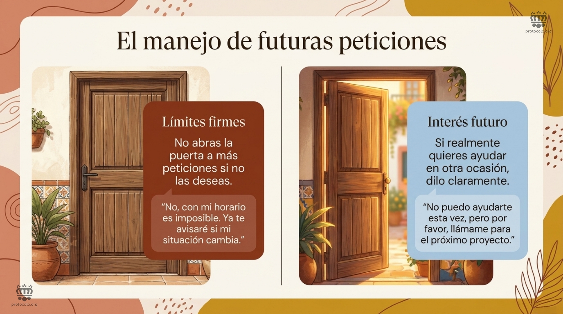 El manejo de las futuras peticiones. Hay que establecer unos límites firmes y mostrar un interés para el futuro