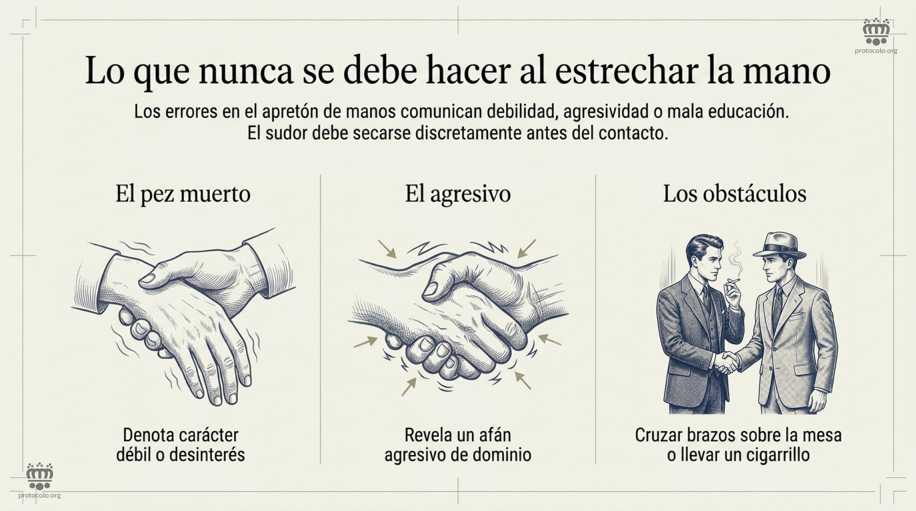 La forma de dar la mano dice mucho de la otra persona