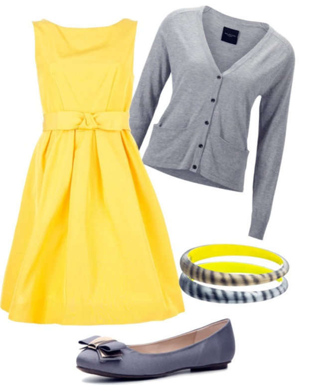 Combinación de ropa con el color amarillo.