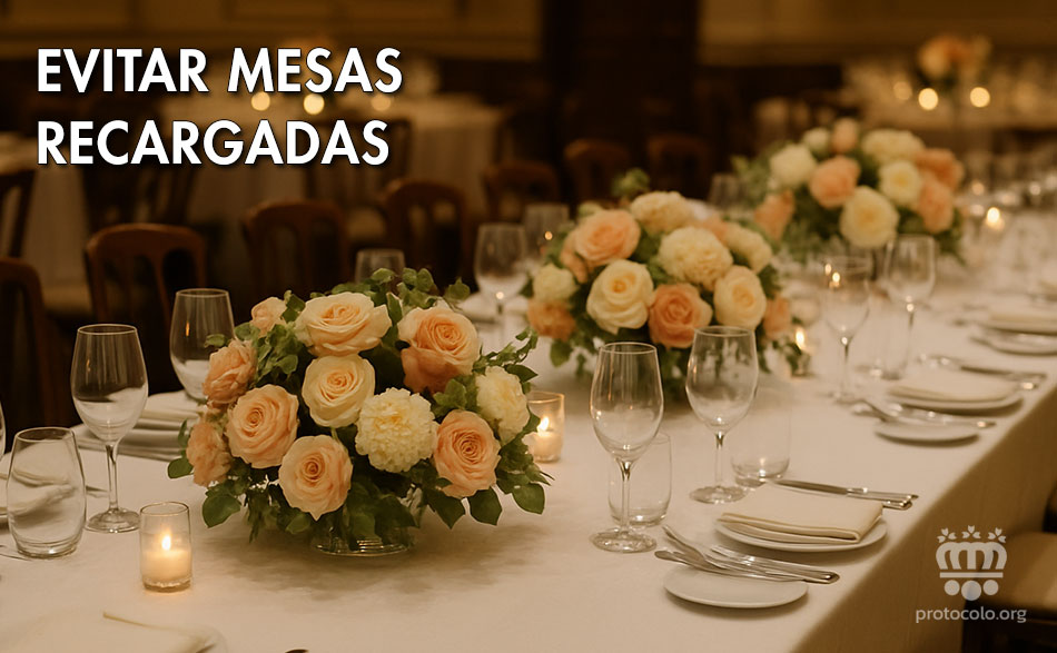 Una mesa muy llena de elementos no es elegante y dificulta el servicio